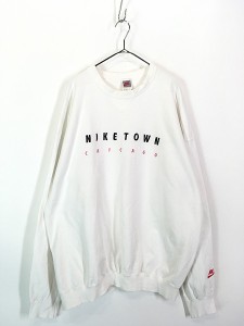 古着 90s USA製 NIKE 「NIKE TOWN」 刺しゅう スウェット トレーナー 白 XL 古着