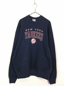 古着 90s USA製 MLB New York Yankees ヤンキース 刺しゅう スウェット トレーナー XL 古着