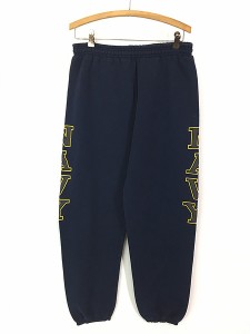 古着 90s USA製 SOFFE 「NAVY」 ミリタリー リフレクター スウェット パンツ M