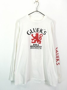 古着 90s USA製 GLUEK'S レストラン 企業 長袖 Tシャツ XL 古着