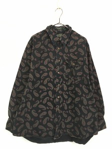 古着 90s The Hathaway Shirt ペイズリー 総柄 100% コットンツイル シャツ XL