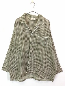 古着 60-70s VARSITY 小紋柄 総柄 開襟 コットン パジャマ シャツ XL