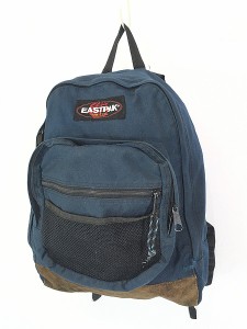 雑貨 古着 90s USA製 EASTPAK ボトムレザー ナイロン リュックサック バックパック バッグ 紺 古着