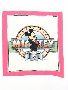 雑貨 古着 80s USA製 Disney 60周年記念 ミッキー キャラクター バンダナ 小物 古着