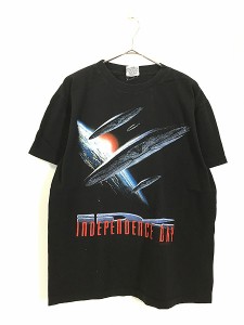 古着 90s USA製 INDEPENDENCE DAY iD4 地球 宇宙船 SF 映画 ムービー Tシャツ L
