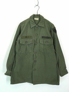 古着 60-70s 米軍 US ARMY 100% コットンサテン ミリタリー ファティーグ シャツ 15 1/2