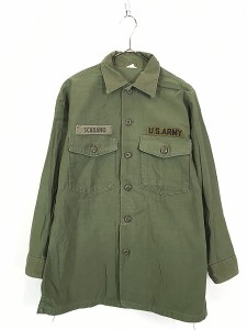 古着 60s 米軍 US ARMY 100% コットンサテン ミリタリー 2tone ファティーグ シャツ 15 1/2