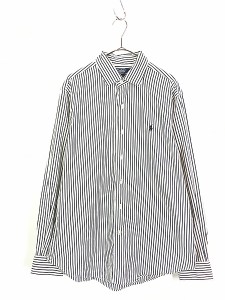 古着 Polo Ralph Lauren 「CLASSIC FIT」 黒×白 ストライプ BD シャツ L 古着