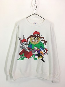 古着 90s USA製 LOONEY TUNES サンタクロース クリスマス コスチューム スウェット トレーナー L 古着