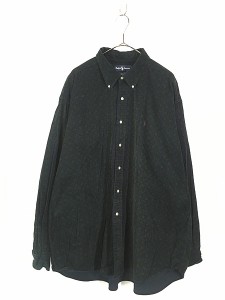 古着 90s Ralph Lauren 「BLAIRE」 ダーク チェック 細畝 コーデュロイ BD シャツ XXL 古着