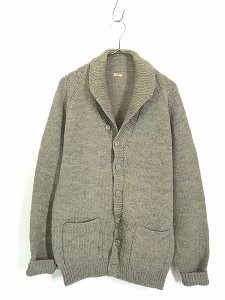 古着 40-50s Harrods London ヘビー ウール ショールカラー ニット カーディガン L位