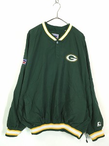 古着 90s NFL Green Bay Packers パッカーズ プルオーバー ナイロン ジャケット XL 古着