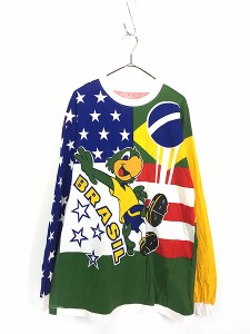 古着 90s 1994 FIFA World Cup Brasil サッカー ワールドカップ 長袖 Tシャツ ロンT L位 古着