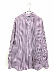 古着 90s Ralph Lauren 「CLASSIC FIT」 紫×白 ギンガム チェック BD シャツ L 古着