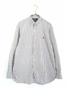 古着 90s Ralph Lauren 「MCMEEL」 マルチ ストライプ マチ付き 3点留 BD シャツ M 古着