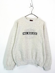 古着 90s USA製 「NO RULES CULTURE WEAR」 ハーレー パロディ カルチャー スウェット トレーナー M 古着