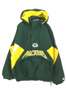 古着 90s STARTER NFL Green Bay Packers パッカーズ ハーフジップ パデット ナイロン ジャケット パーカー XL 古着