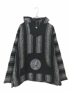 古着 メキシコ製 Grateful Dead デッドヘッド ロック バンド 黒白 ストライプ メキシカン パーカー ジャケット XXL