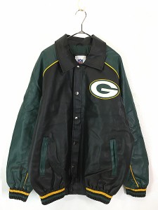 古着 NFL Green Bay Packers パッカーズ 両面 刺しゅう パデット フェイクレザー ジャケット M 古着