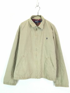 古着 90s Polo Ralph Lauren 裏地 チェック コットン ツイル スウィングトップ ジャケット カーキ L 古着