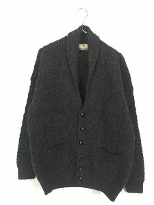 古着 00s Ireland製 Carraig Donn アラン フィッシャーマン ローゲージ ウール ニット ショールカラー カーディガン M