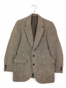 古着 70s USA製 STAFFORD × Harris Tweed クルミボタン 上質 ハンドウーヴン ツイード テーラード ジャケット 38位 美品!!