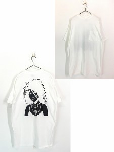 古着 90s USA製 民族 ネイティブ モノクロ アート ポケット付 Tシャツ ポケT XL?@