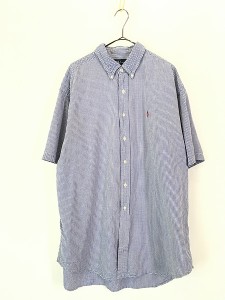 古着 90s Ralph Lauren 「BLAKE」 凸凹 ギンガム チェック シアサッカー 半袖 BD シャツ XL 古着