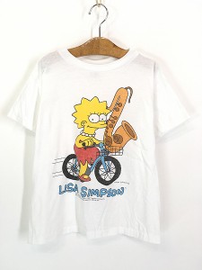 キッズ 古着 90s USA製 SSI The Simpsons シンプソンズ リサ 楽器 自転車 キャラクター Tシャツ M 12歳以上位 古着