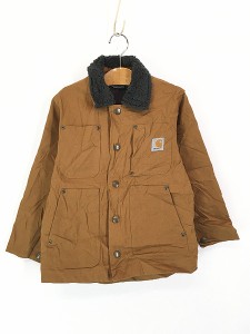 「Deadstock」 キッズ 古着 Carhartt 「Full Swing Chore Coat」 裏地フリース 襟ボア ブラウン ダック チョア カバーオール ジャケット