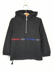 キッズ 古着 TOMMY HILFIGER ナイロン シェル×天竺 異素材 切替 ハーフジップ パーカー ジャケット 5歳位 古着