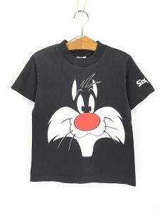 キッズ 古着 90s USA製 LOONEY TUNES シルベスター キャット キャラクター Tシャツ S 6/8 古着