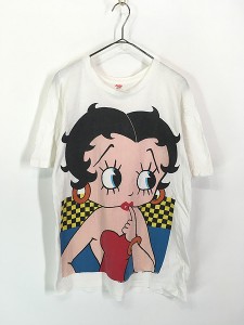 レディース 古着 80s USA製 Hanes BETTY BOOP ベティ ブープ BIG 染み込み プリント Tシャツ L 古着