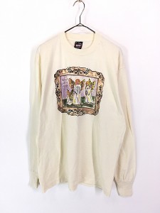 レディース 古着 90s USA製 BEST 天使 エンジェル 絵画 プリント 長袖 Ｔシャツ ロンT L 古着