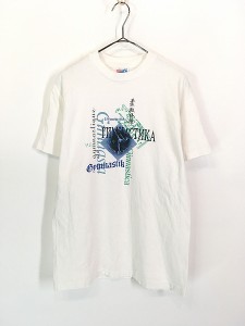 レディース 古着 90s USA製 Hanes 体操競技 多国語 グラフィック デザイン プリント Tシャツ M 古着