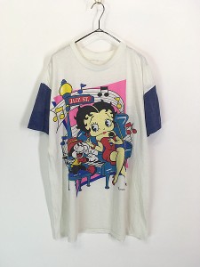 レディース 古着 90s BETTY BOOP ベティ ジャズ ミュージック キャラクター プリント Tシャツ ワンピース ひざ丈 XL位 古着