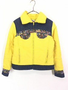 レディース 古着 70s USA製 SKI Levi's 花柄 デニム 切替 パデット ナイロン ジャケット L位 古着