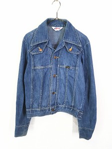 レディース 古着 70s WRANGLER 暴れ馬タグ 開襟 デニム ジャケット Gジャン S 古着