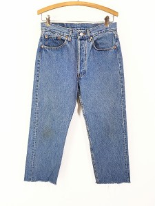 レディース 古着 80s USA製 Levi's 501-0191 ブルー デニム カットオフ パンツ ジーンズ ストレート W30 L25 古着