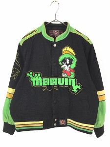 レディース 古着 90s USA製 LOONEY TUNES Marvin the Martian マービン 刺しゅう レーシング ジャケット XXL 古着