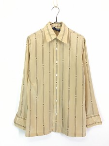 レディース 古着 70s GIVENCHY ロゴ ストライプ ポリエステル シャツ ポリシャツ L位 古着