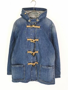 レディース 古着 90s LAUREN JEANS メタル トグルボタン デニム ダッフル フーディー  コート ジャケット L 古着