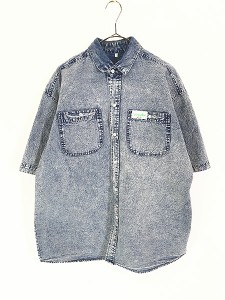 レディース 古着 90s benetton 2ポケット ケミカル デニム 半袖 ボックス シャツ XL位 古着