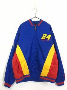 古着 90s NUTMEG 「Jeff Gordon」 ドライバー 刺しゅう パデット ナイロン レーシング ジャケット L 古着