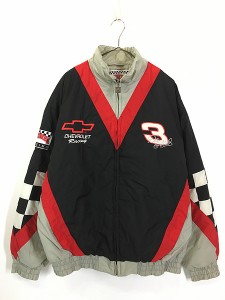 古着 90s NUTMEG  「Dale Earnhard」 ドライバー 企業 刺しゅう パデット ナイロン レーシング ジャケット L 古着