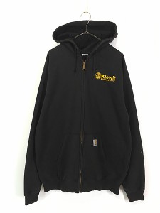 古着 Carhartt 企業 刺しゅう ワンポイント ソリッド スウェット ジップ パーカー L 古着