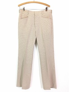 古着 80s Levi's Action Slacks STA-PREST ノータック ポリ チェック フレア パンツ ブーツカット W32 L32