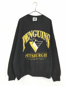 古着 90s USA製 NHL Pittsburgh Penguins ペンギンズ スウェット トレーナー XL 古着