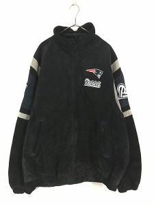 古着 NFL New England Patriots ペイトリオッツ 本革 オール スエード レザー ジャケット XXL 古着