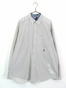 古着 90s TOMMY HILFIGER 水玉 SMALL ドット BD シャツ XL 古着